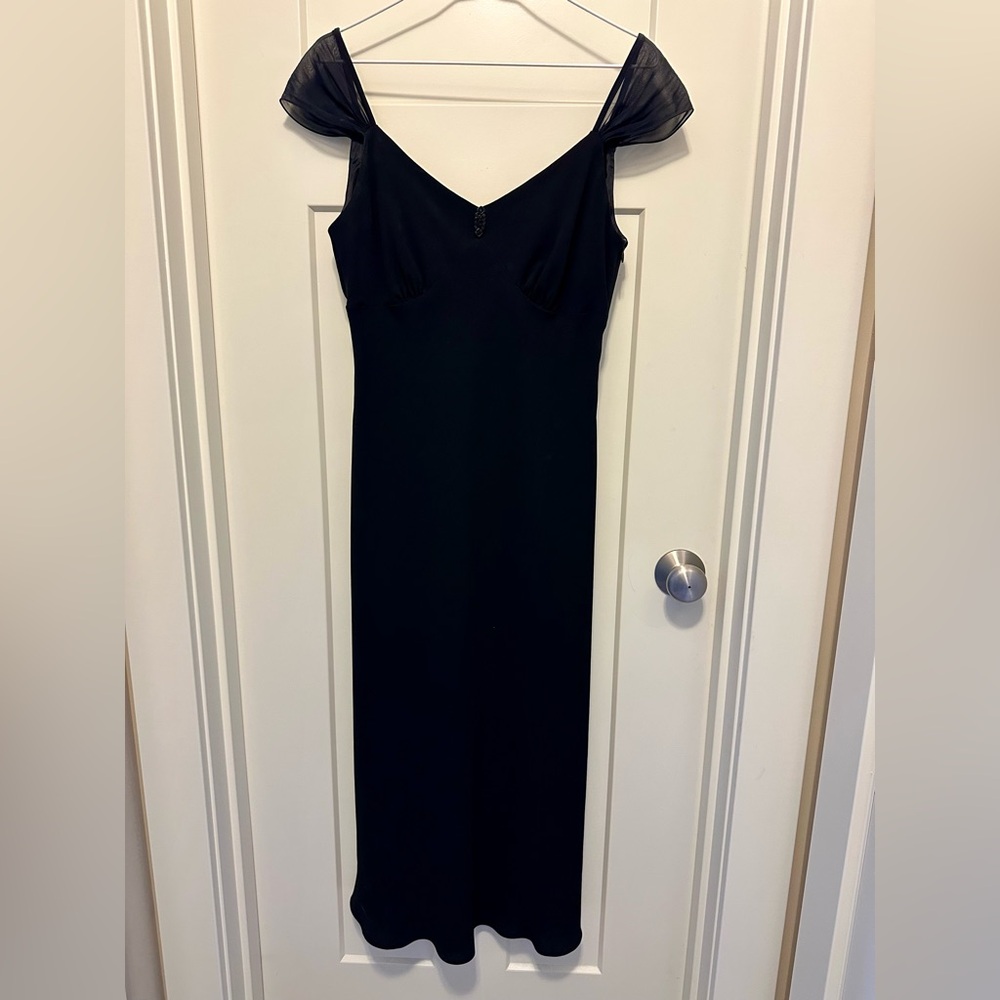 Evan-Picone Black Evening Dress Size 10 Sheer Cap Sleeves
